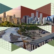 Stylized image of Taipei, Beijing, and a road in Latin America